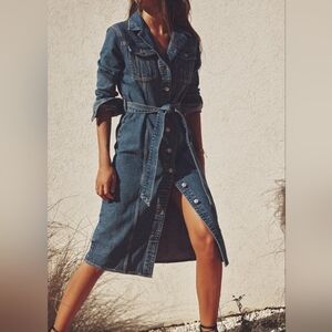 Zara  Denim Dress With Pockets Faded Blue L, M NWT